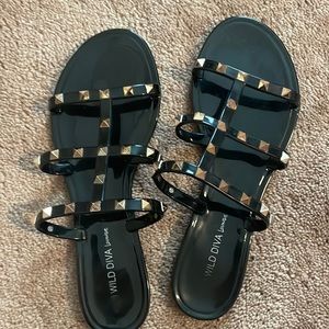 Black Studded Sandals